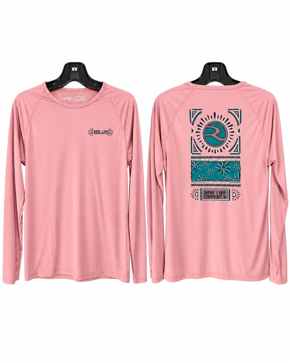 Reel Life Women’s Large Pink Long Sleeve Performance Fishing Shirt Thumbholes